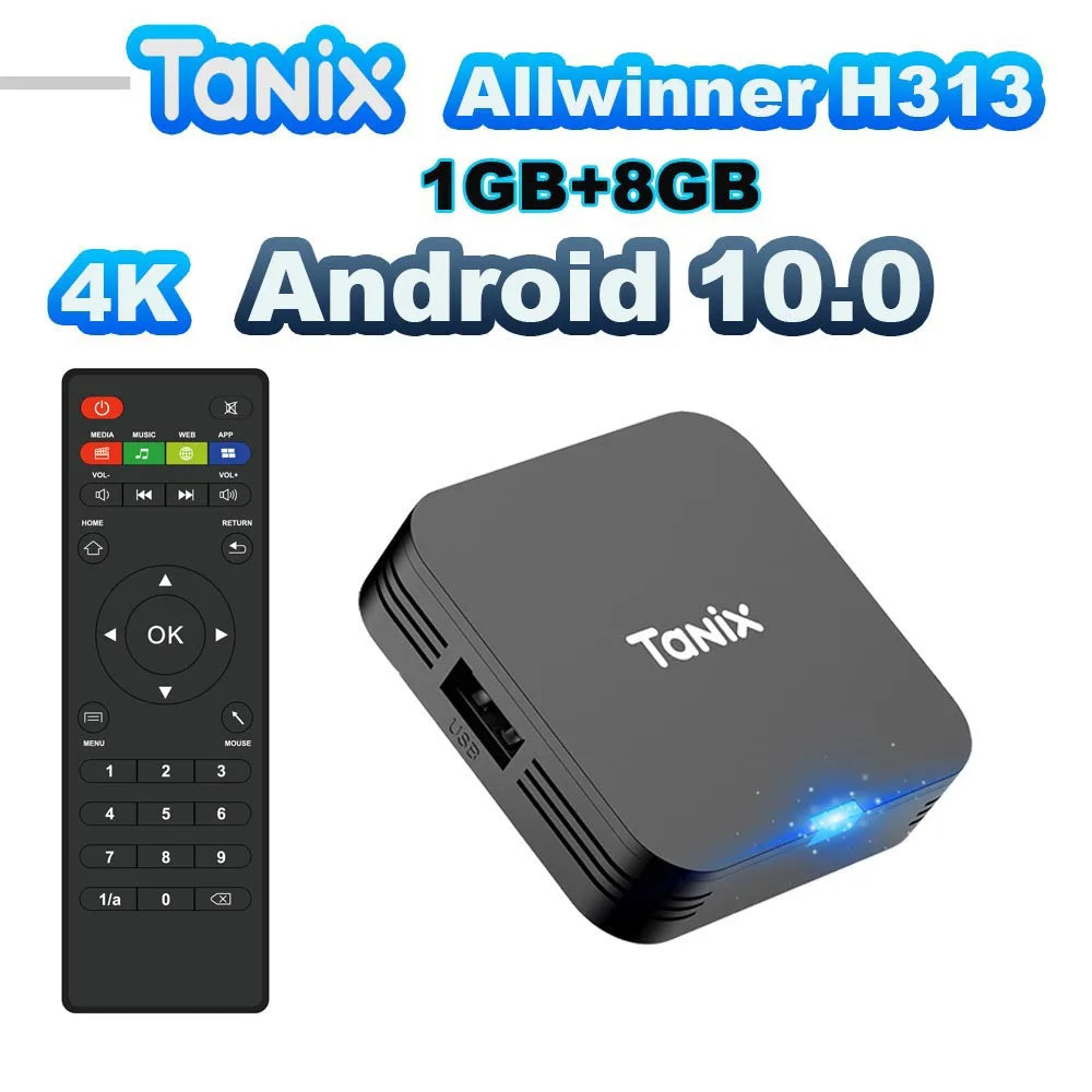 Tanix TX1 Android TV Box Allwinner H313 2.4G Wifi Mini Smart TV Stick Power by DC 5V 2A