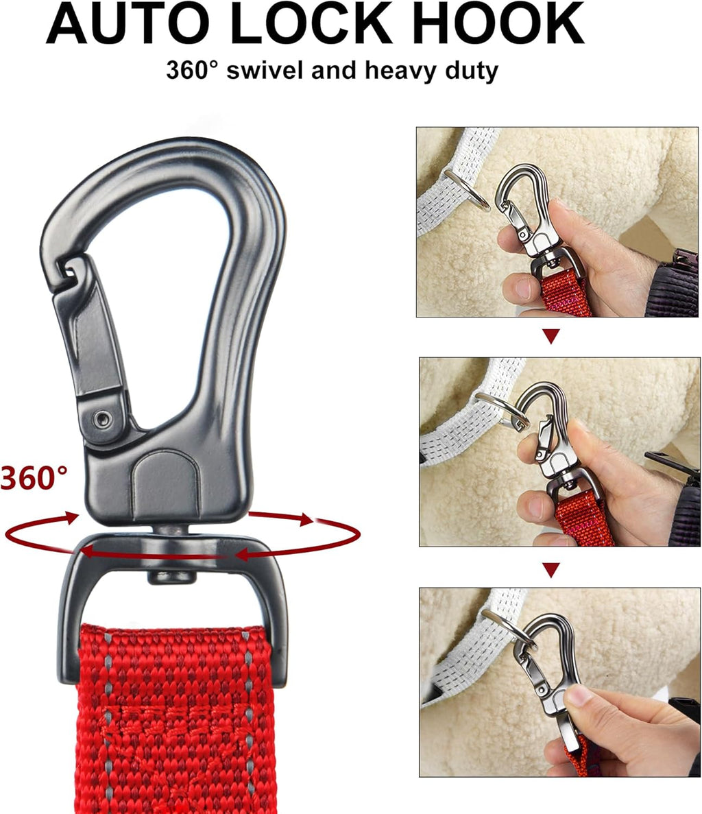 4 FT Heavy-Duty Dog Leash – Dual Padded Handles, Auto-Lock Hook & Reflective Nylon Walking Lead for Large, Medium & Small Dogs