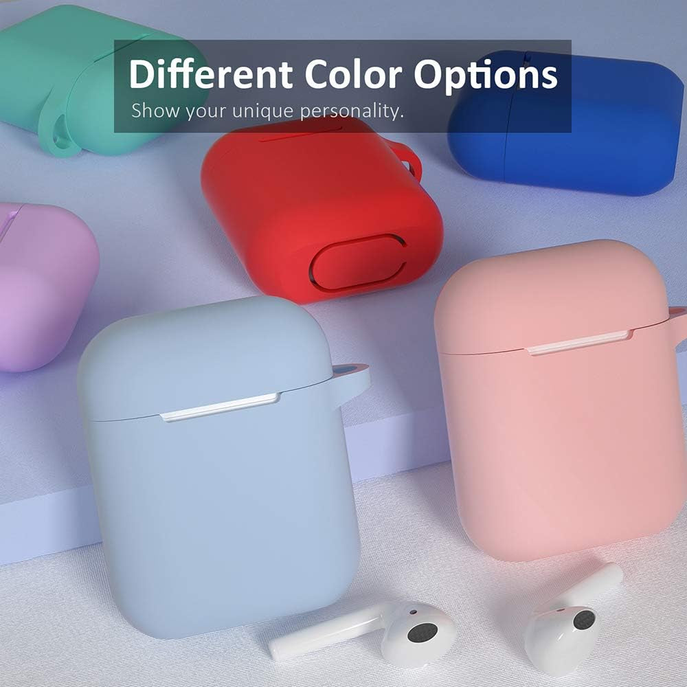 Silicone Case Compatible with Apple Airpods 1&2 Wireless and Wired Charging Case(Front LED Visible),Denim Blue
