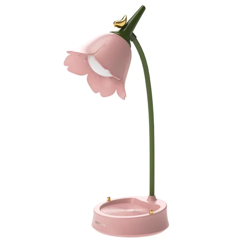 Flower LED Desk Lamp with Touch Control, Dimmable Eye-Caring Reading Light for Students, Bedroom, Study, Home Office & Nightstand