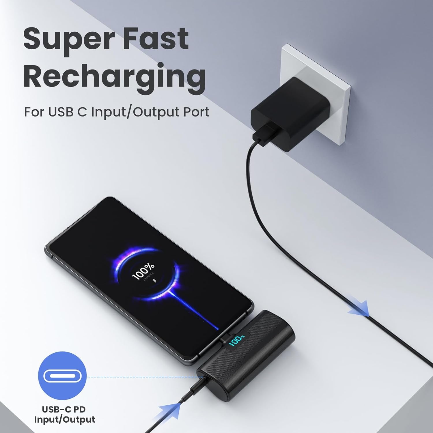 Power Bank Portable Charger for Iphone, Upgraded 5200Mah PD USB C Fast Charging Battery Pack, Ultra-Compact Powerbank Compatible with Iphone 17/16/15 Series, Samsung S25/24 Series, Huawei, Android Etc