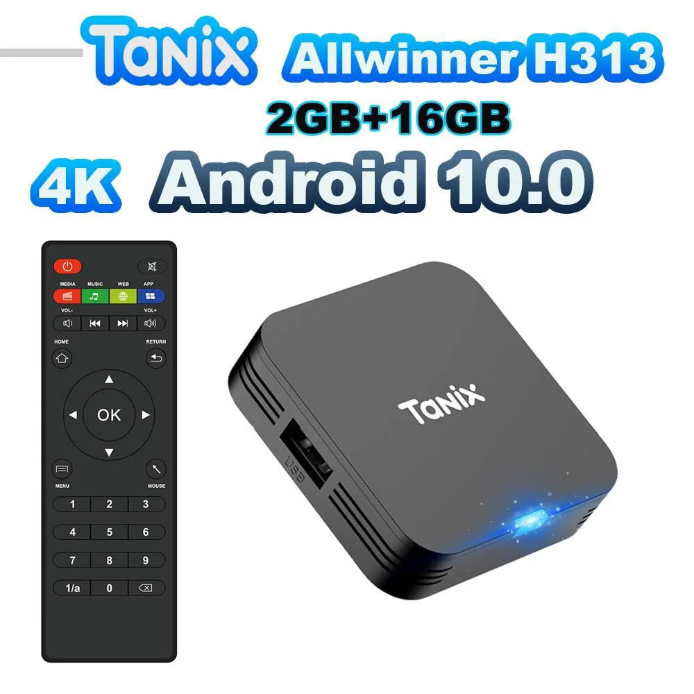 Tanix TX1 Android TV Box Allwinner H313 2.4G Wifi Mini Smart TV Stick Power by DC 5V 2A