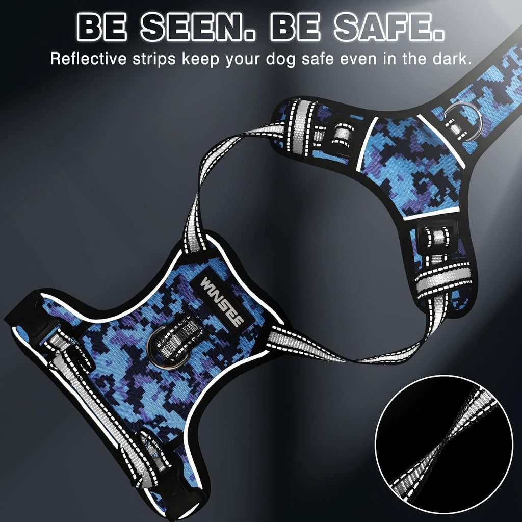 No Pull Dog Harness with Collar – Adjustable Reflective Oxford Vest with Front & Back Leash Clips, Control Handle for Small, Medium & Large Dogs