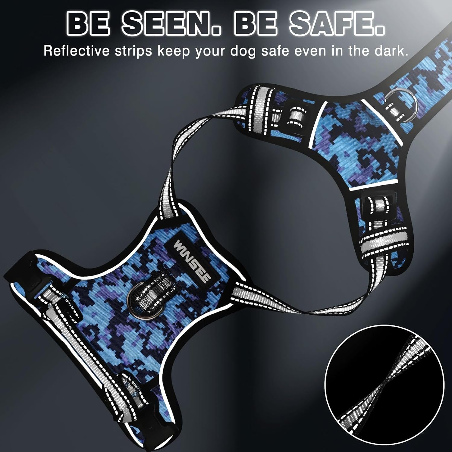 No Pull Dog Harness with Collar – Adjustable Reflective Oxford Vest with Front & Back Leash Clips, Control Handle for Small, Medium & Large Dogs