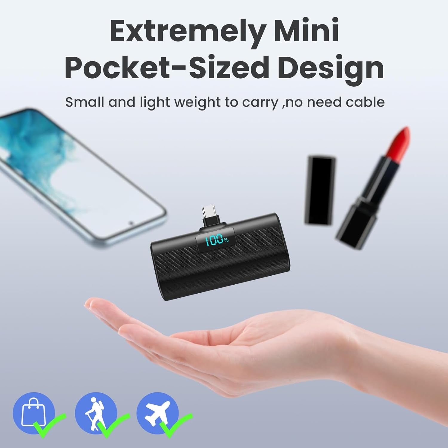 Power Bank Portable Charger for Iphone, Upgraded 5200Mah PD USB C Fast Charging Battery Pack, Ultra-Compact Powerbank Compatible with Iphone 17/16/15 Series, Samsung S25/24 Series, Huawei, Android Etc
