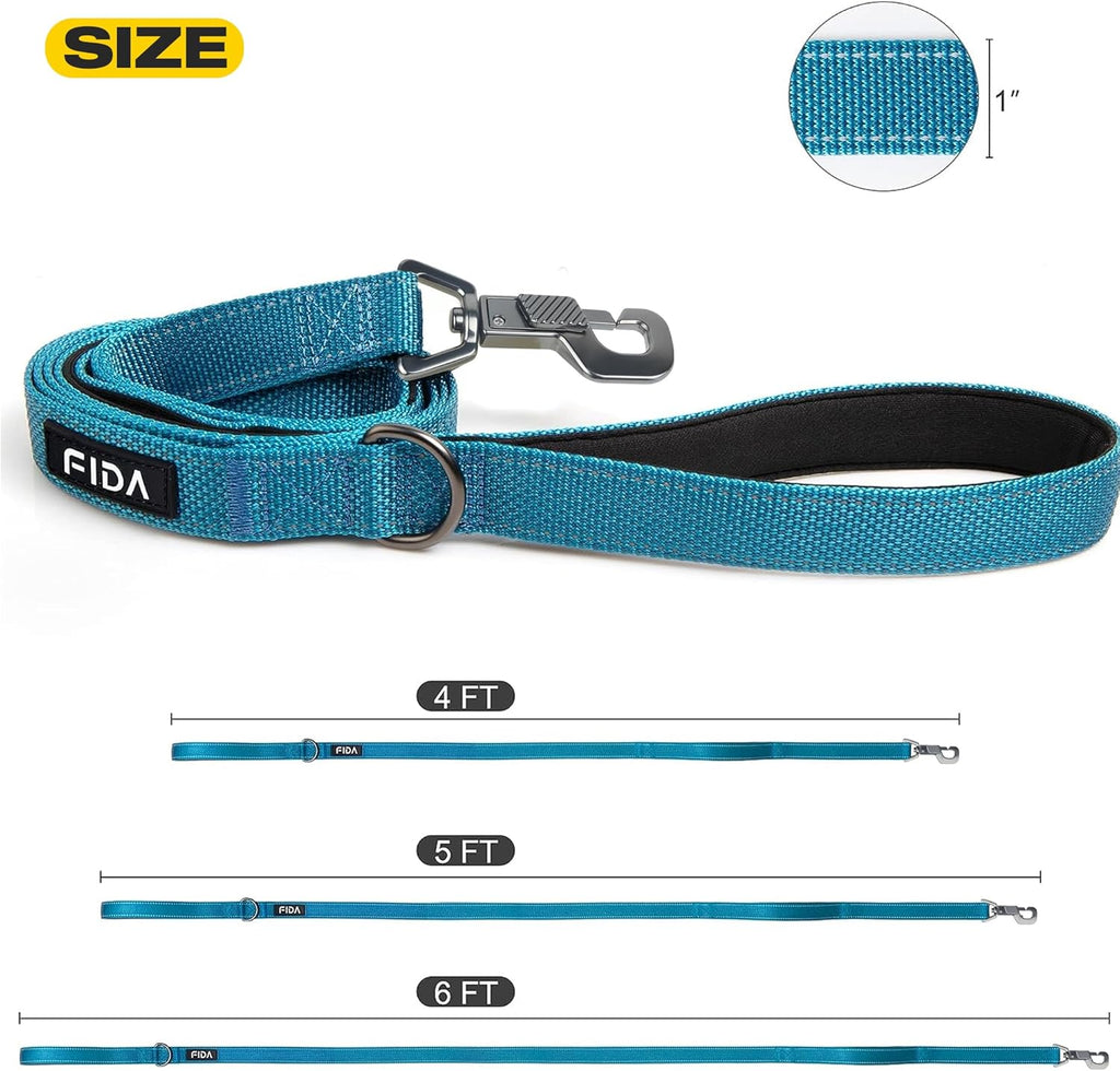     Heavy Duty Dog Leash, 5 FT, Dual Padded Handles, Reflective, Blue