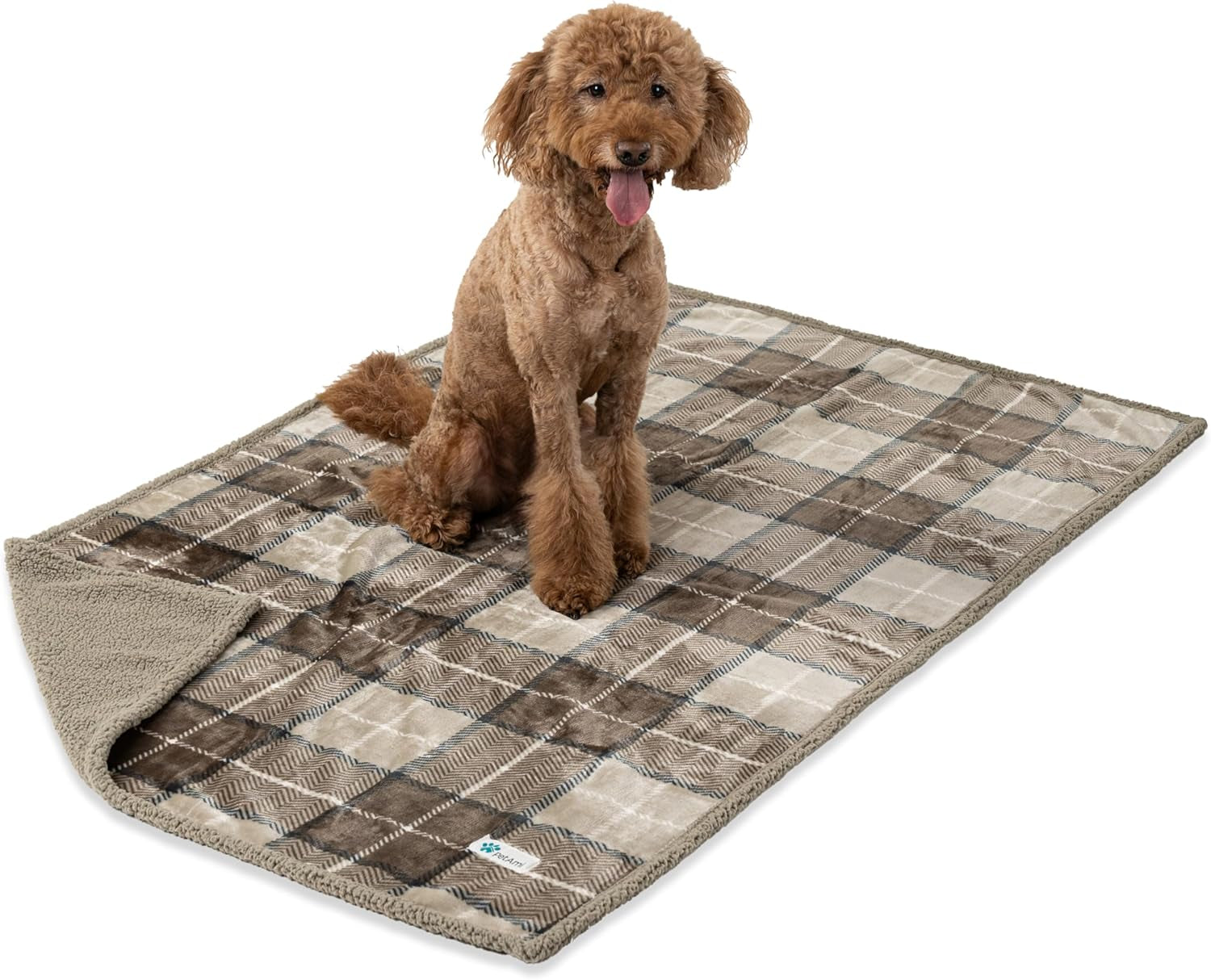 Waterproof Dog Blanket for Large Dogs & Cats – Reversible Cozy Pet Blanket for Couch, Bed, Car & Furniture Protection, 60" x 80", Plaid Taupe