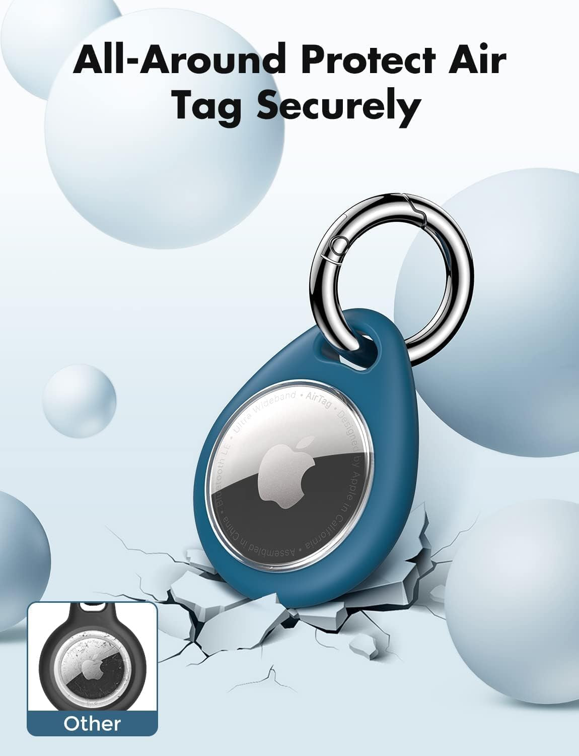 360° Protective Case for Airtag (1St & 2Nd Generation) [4 Pack], TPU Full Cover Keyring Holder with Premium Zinc Alloy Spring Clip, Scratch-Resistant Design for Keys, Bags, Luggage