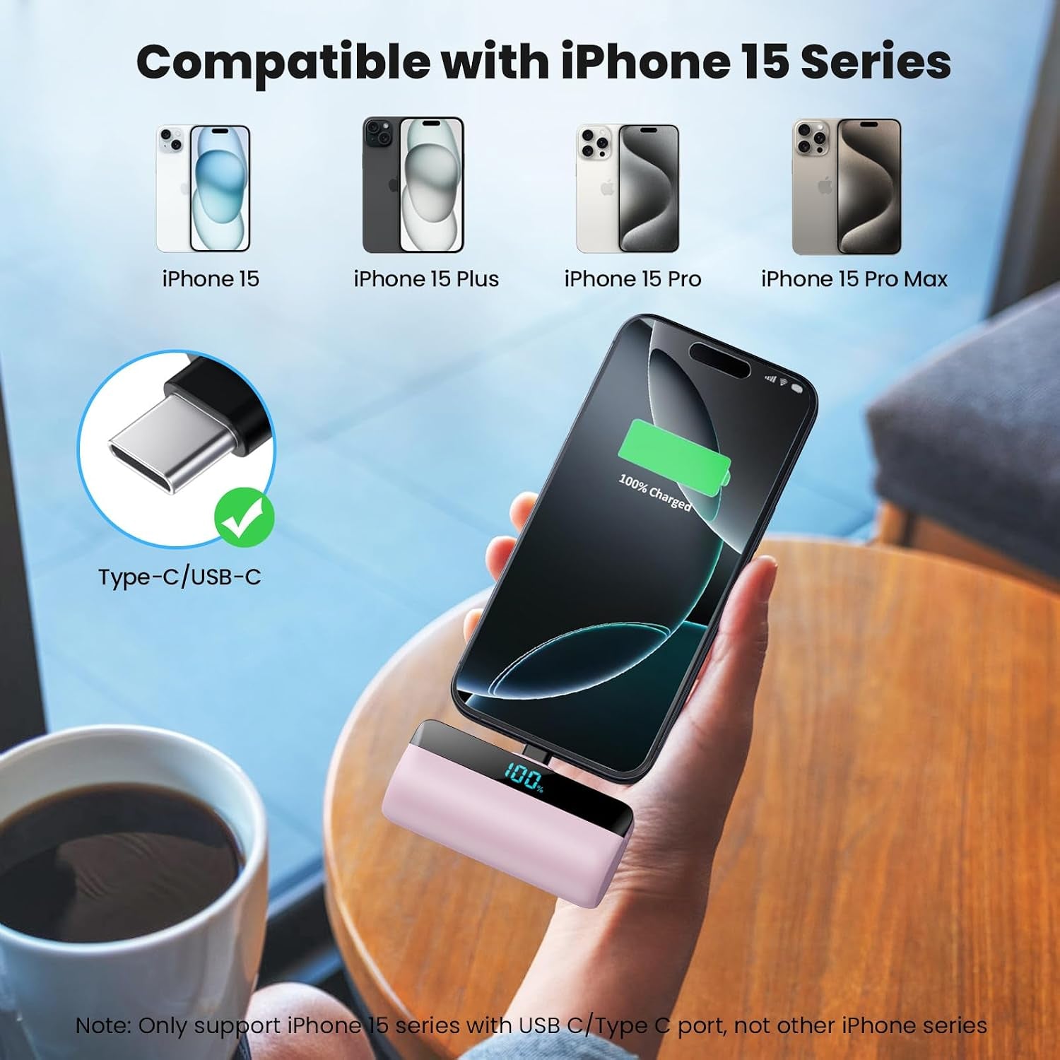 Mini Power Bank 5200Mah for Iphone 15/16,[2025 Upgraded] PD USB C Fast Charging Portable Charger, Compact LCD Display Battery Pack Compatible with Iphone 16/16 Pro Max/15 Series,Galaxy,Android Etc