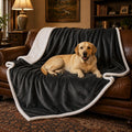 Soft Fluffy Fleece Dog Blanket for Large Dogs – Washable Pet Throw for Couch, Sofa, Dog Bed, Crate & Car Seat, 50" x 60", Black