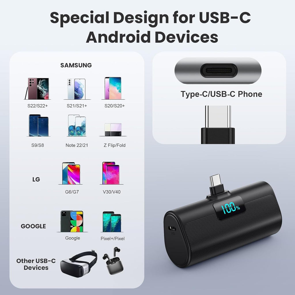 Power Bank Portable Charger for Iphone, Upgraded 5200Mah PD USB C Fast Charging Battery Pack, Ultra-Compact Powerbank Compatible with Iphone 17/16/15 Series, Samsung S25/24 Series, Huawei, Android Etc