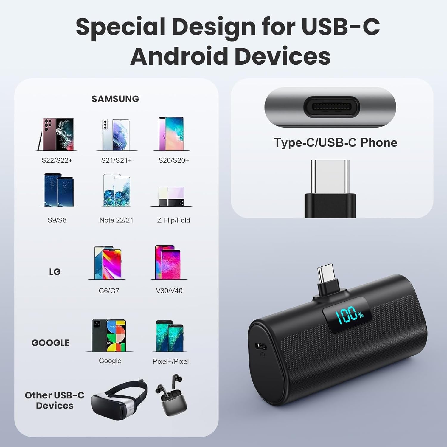 Power Bank Portable Charger for Iphone, Upgraded 5200Mah PD USB C Fast Charging Battery Pack, Ultra-Compact Powerbank Compatible with Iphone 17/16/15 Series, Samsung S25/24 Series, Huawei, Android Etc