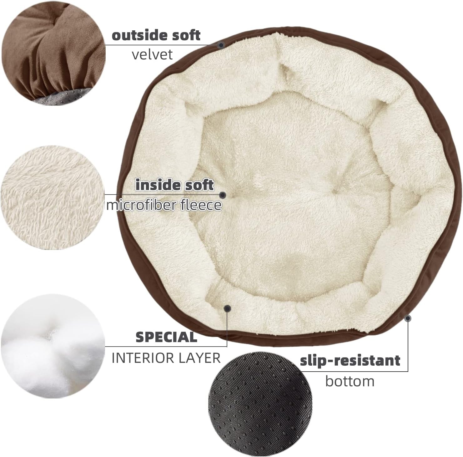 Small Dog Bed for Small Dogs & Cats, Extra Soft Cozy Pet Bed with Washable Cover, Anti-Slip Waterproof Oxford Bottom, Comfortable Puppy & Kitten Bed for Indoor Use