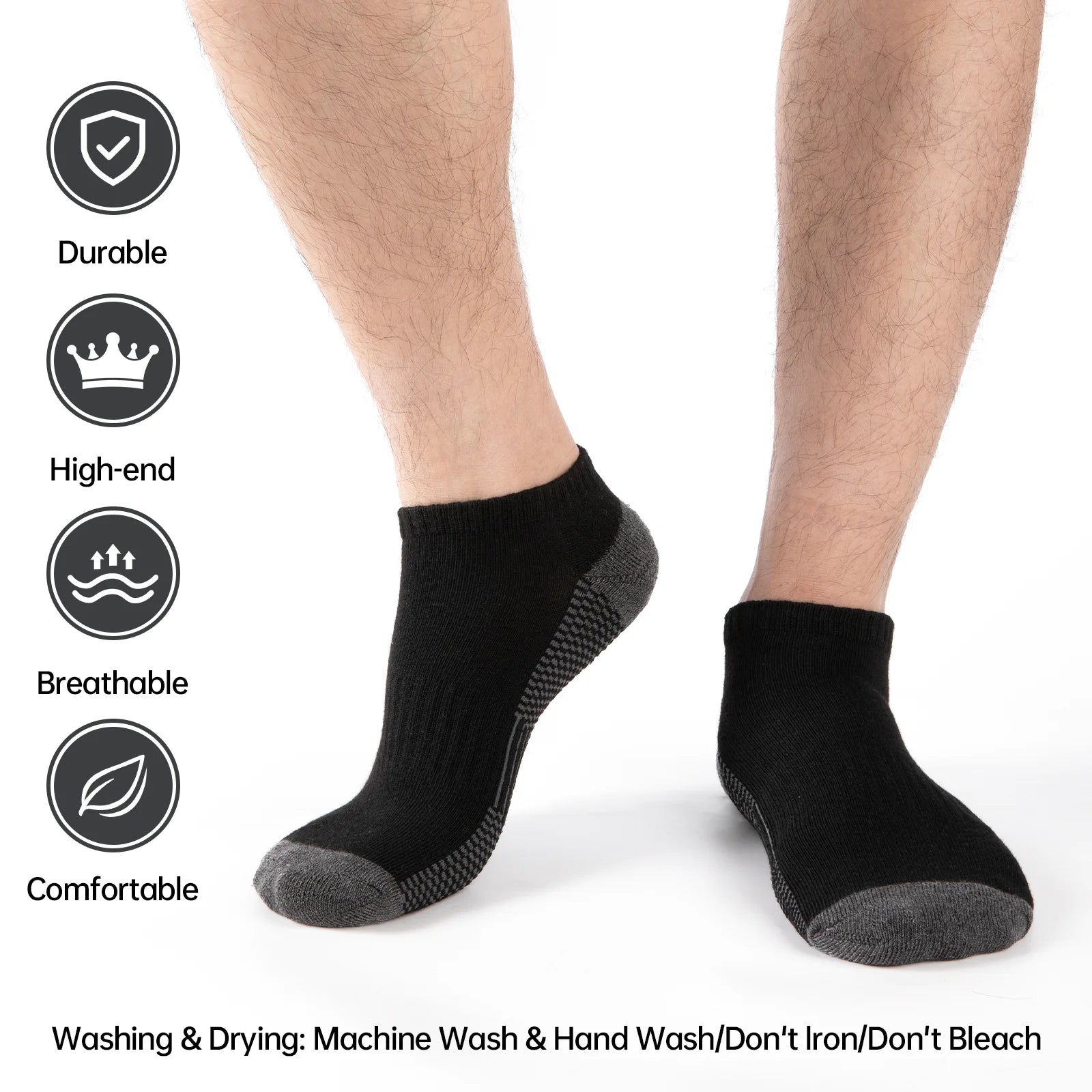 10 Pairs Unisex Athletic Ankle Socks, Breathable Low Cut Sports Socks for Men & Women, Comfortable Moisture-Wicking Crew Socks for Running, Gym & Everyday Wear
