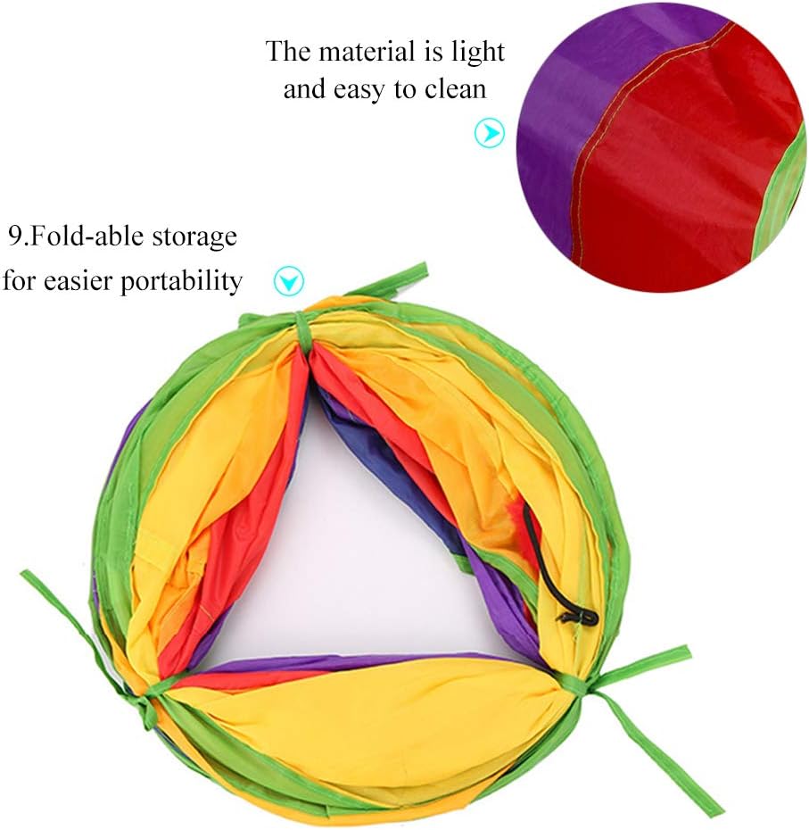 45" Rainbow Cat Tunnel for Indoor Cats – Collapsible Kitten Play Tube with Ball Toy, Peek Holes & Fun Exercise Hideaway