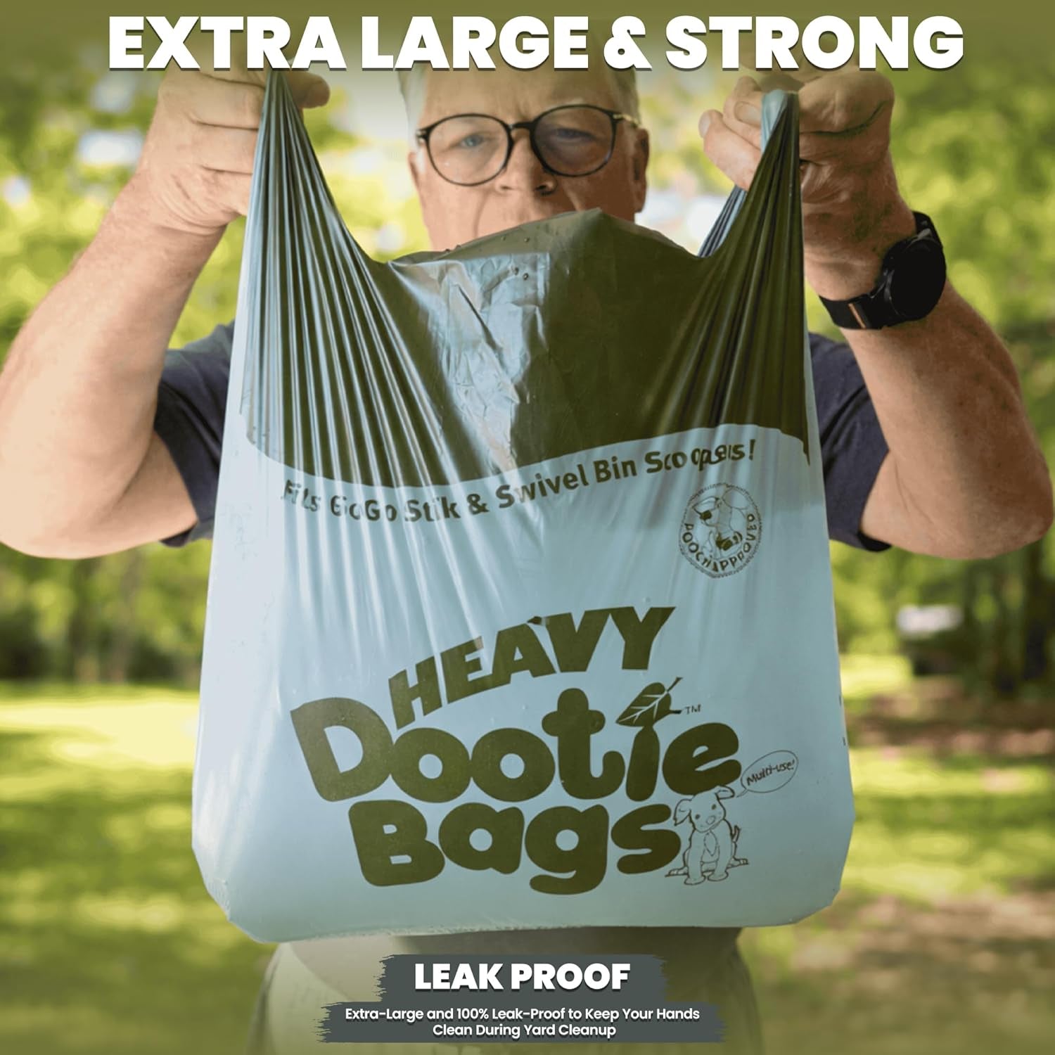 Heavy-Duty Dog Poop Bags with Easy-Tie Handles – Large Leakproof Pet Waste Bags Made with Cornstarch, Strong & Convenient for Dogs, Cats & Litter Cleanup