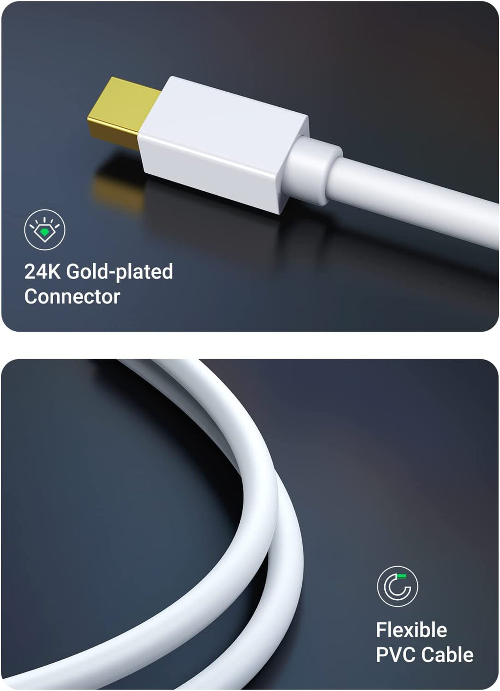 UGREEN Mini Displayport to HDMI VGA Adapter 2 in 1 | 4K Thunderbolt 2 Adapter, Compatible with Macbook Pro Air Imac Surface Pro 1 2 3 4 6 Surface Laptop 2 Thinkpad X1, White