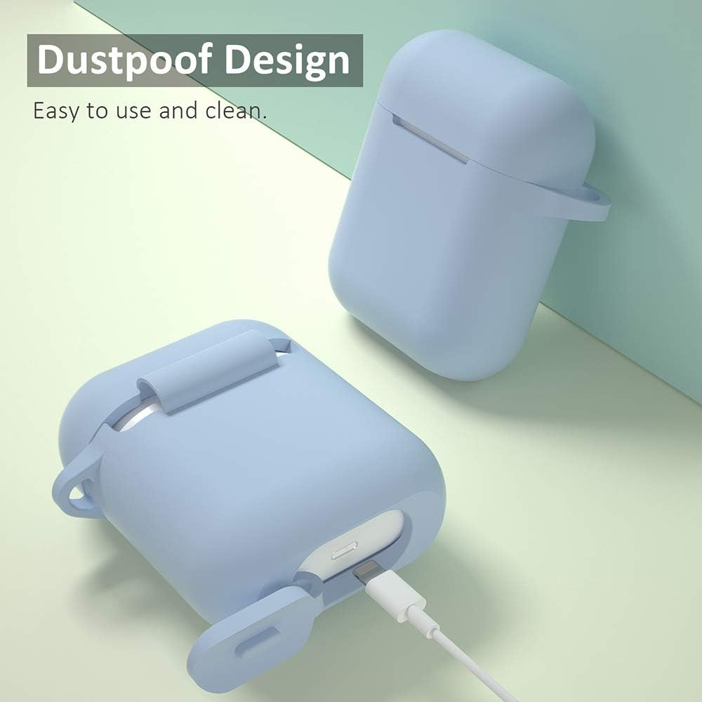 Silicone Case Compatible with Apple Airpods 1&2 Wireless and Wired Charging Case(Front LED Visible),Denim Blue