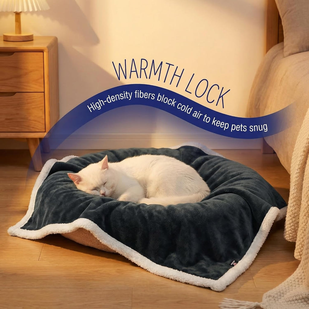 Soft Fluffy Fleece Dog Blanket for Large Dogs – Washable Pet Throw for Couch, Sofa, Dog Bed, Crate & Car Seat, 50" x 60", Black