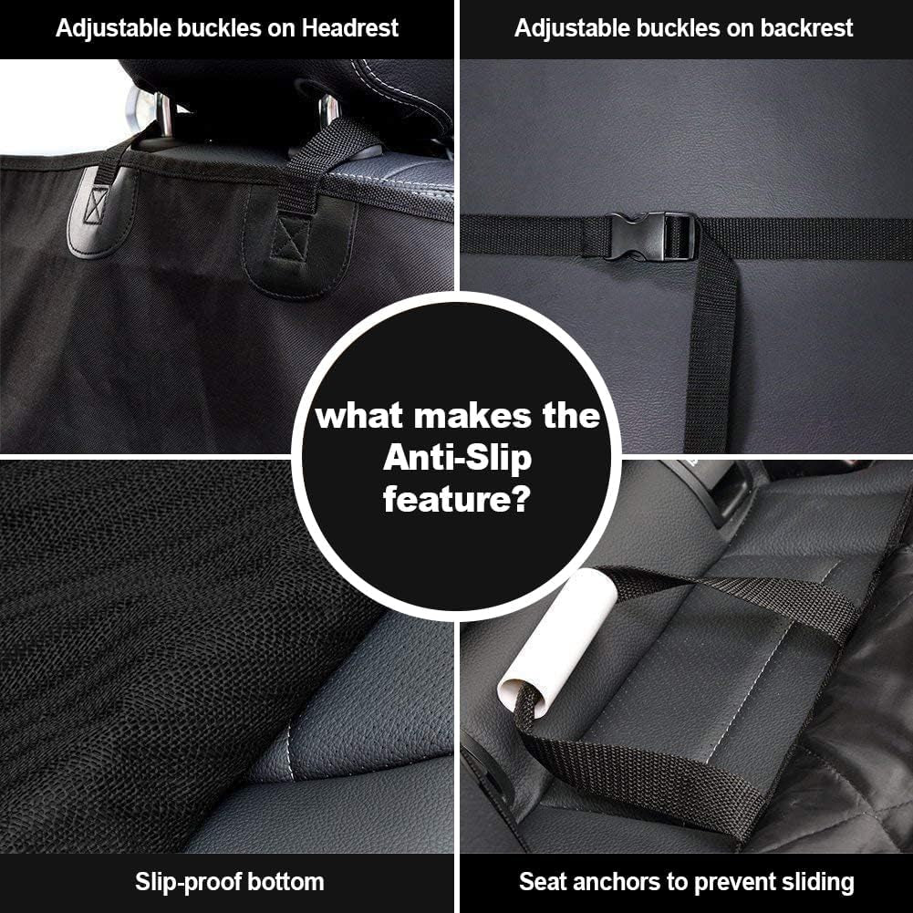 2-Pack Heavy-Duty Dog Car Seat Cover – Waterproof 600D Oxford Pet Seat Protector with Non-Slip Backing, Hammock Convertible Design for Cars, Trucks & SUVs, Black