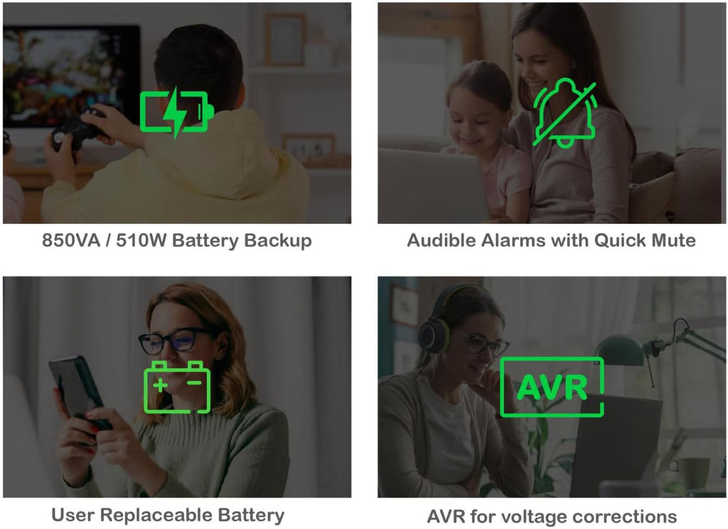 850VA/510W Pro UPS Battery Backup for Office Electronics, AVR, BX850M | 850VA Back-Ups Pro for Home Offices — 8 Outlets, LCD, AVR, Surge Protection, 29-Min Runtime (@100W) for Pcs & Workstations