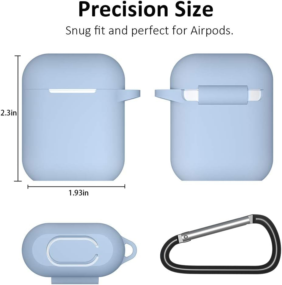 Silicone Case Compatible with Apple Airpods 1&2 Wireless and Wired Charging Case(Front LED Visible),Denim Blue