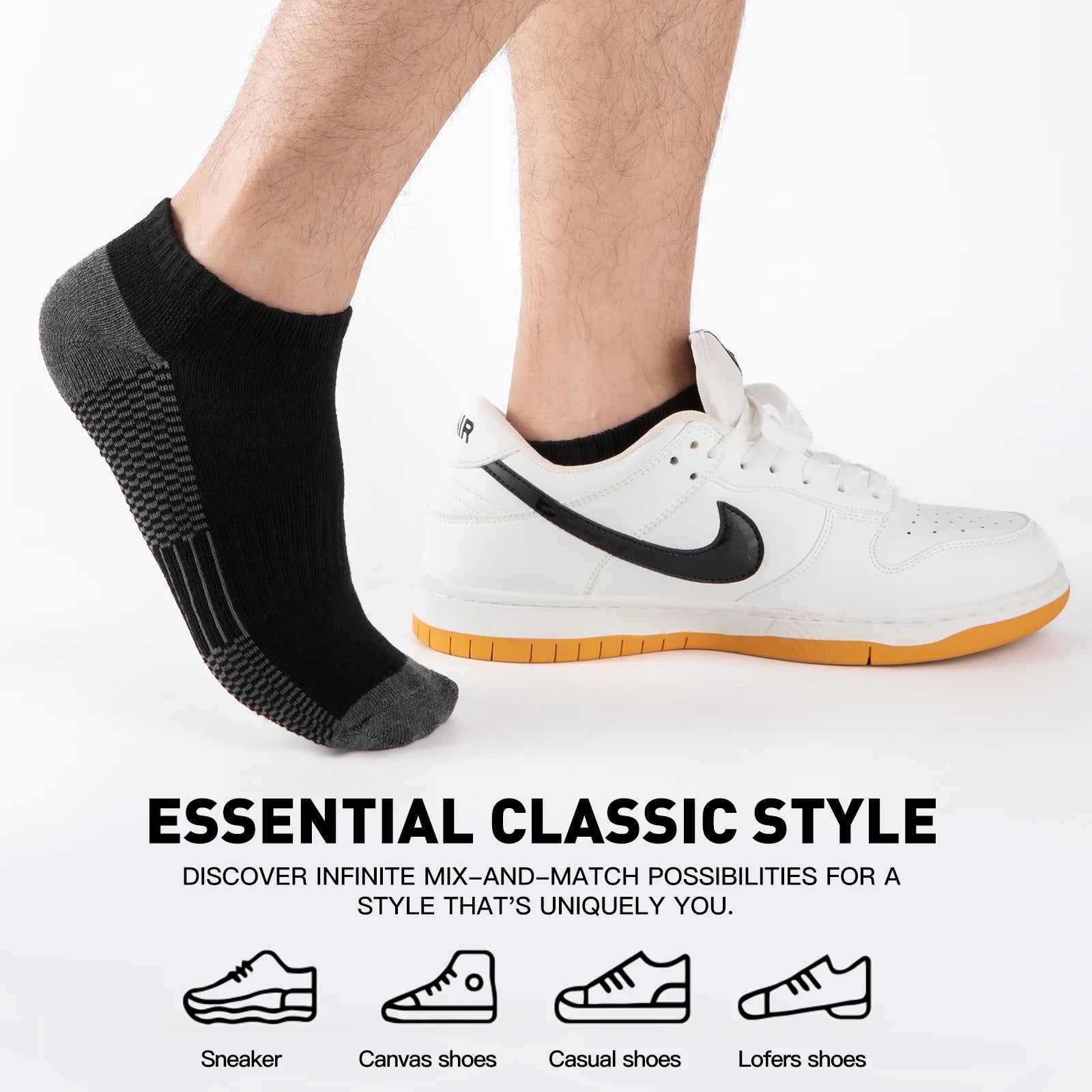 10 Pairs Unisex Athletic Ankle Socks, Breathable Low Cut Sports Socks for Men & Women, Comfortable Moisture-Wicking Crew Socks for Running, Gym & Everyday Wear