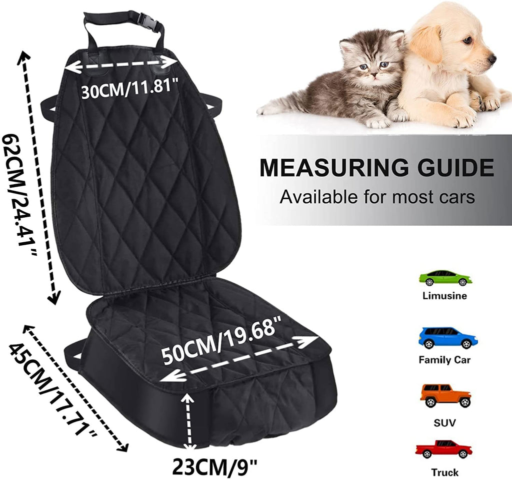 2-Pack Heavy-Duty Dog Car Seat Cover – Waterproof 600D Oxford Pet Seat Protector with Non-Slip Backing, Hammock Convertible Design for Cars, Trucks & SUVs, Black