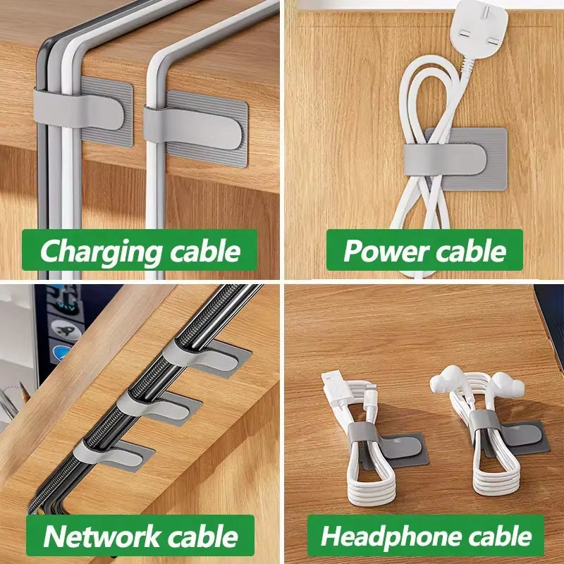 Reusable Cable Ties with Self-Adhesive Straps, Adjustable Cord Organizer for Wire Management, Hook and Loop Cable Wraps for Desk, Home, Office & Electronics