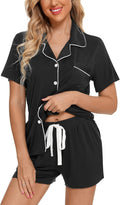 Women's 2-Piece Button-Down Pyjama Set – Soft Short Sleeve Sleepwear with Pockets, Stretch Lounge Set