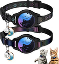 2-Pack Breakaway AirTag Cat Collar – Reflective Waterproof Collar with Built-In AirTag Holder & Bell, Adjustable 8–12", Lightweight & Comfortable