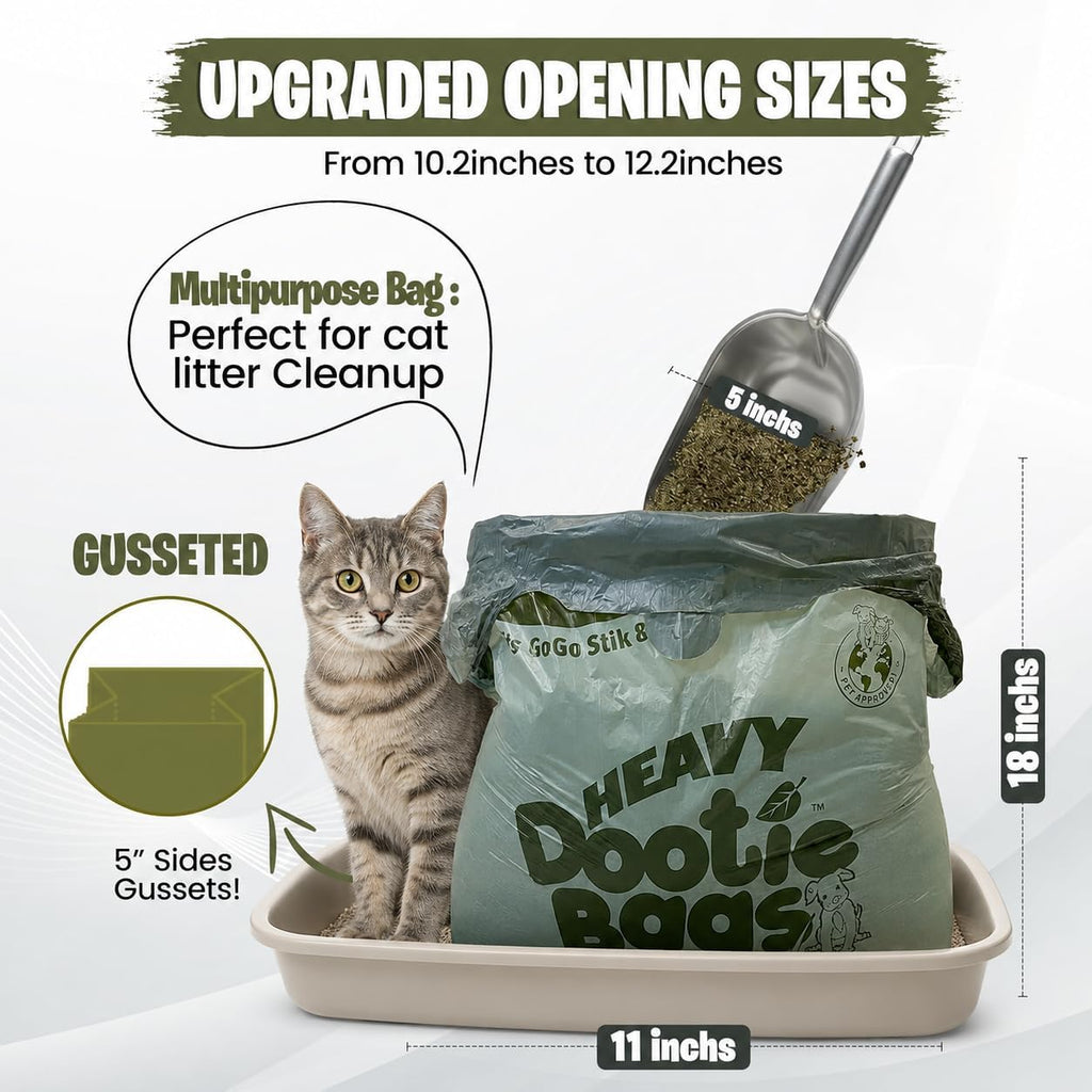 Heavy-Duty Dog Poop Bags with Easy-Tie Handles – Large Leakproof Pet Waste Bags Made with Cornstarch, Strong & Convenient for Dogs, Cats & Litter Cleanup