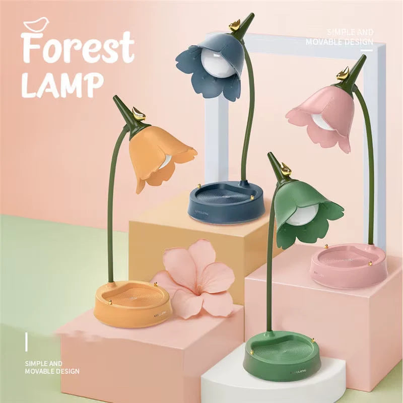 Flower LED Desk Lamp with Touch Control, Dimmable Eye-Caring Reading Light for Students, Bedroom, Study, Home Office & Nightstand
