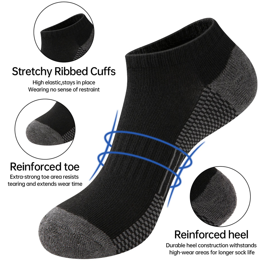 10 Pairs Unisex Athletic Ankle Socks, Breathable Low Cut Sports Socks for Men & Women, Comfortable Moisture-Wicking Crew Socks for Running, Gym & Everyday Wear