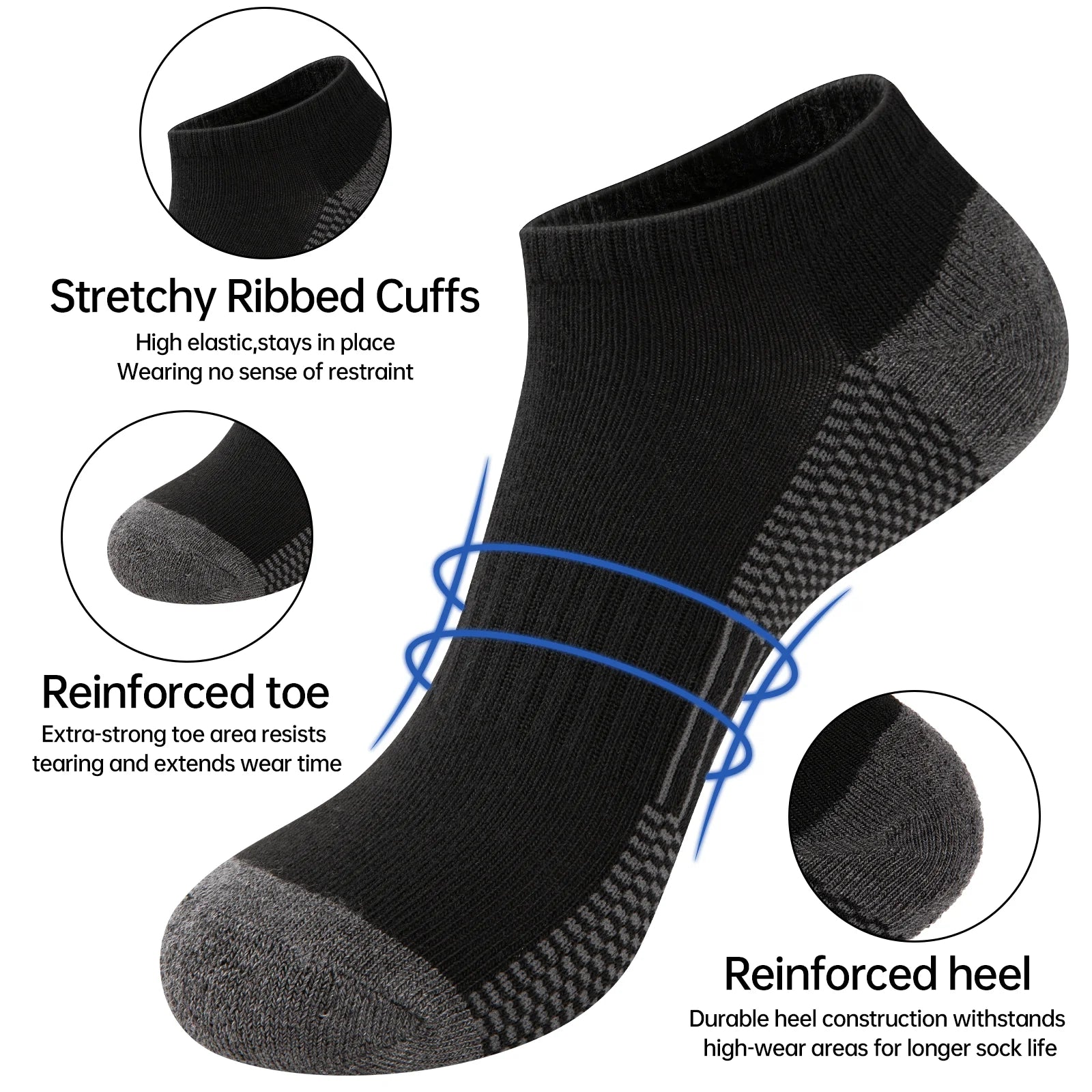 10 Pairs Unisex Athletic Ankle Socks, Breathable Low Cut Sports Socks for Men & Women, Comfortable Moisture-Wicking Crew Socks for Running, Gym & Everyday Wear