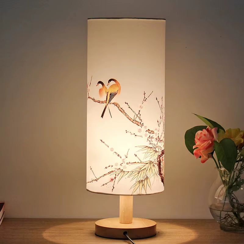 Modern Chinese Style Table Lamp, Warm LED Bedside Lamp for Bedroom, Creative Oriental Nightstand Light, Decorative Desk Lamp for Living Room & Home Décor