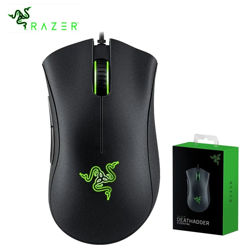 Deathadder Essential Wired Gaming Mouse - 6400DPI Optical Sensor, 5 Programmable Buttons for Ultimate PC Gaming Experience