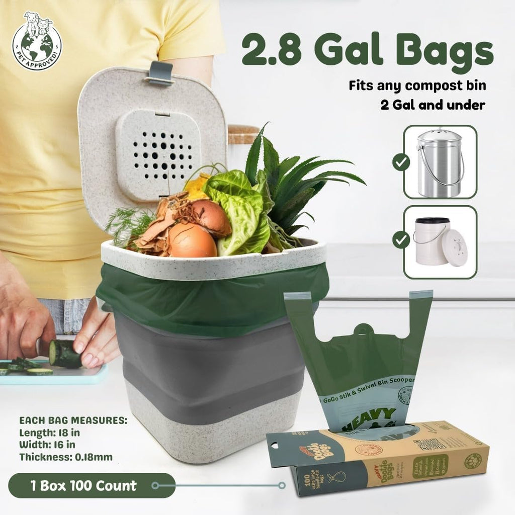 Heavy-Duty Dog Poop Bags with Easy-Tie Handles – Large Leakproof Pet Waste Bags Made with Cornstarch, Strong & Convenient for Dogs, Cats & Litter Cleanup