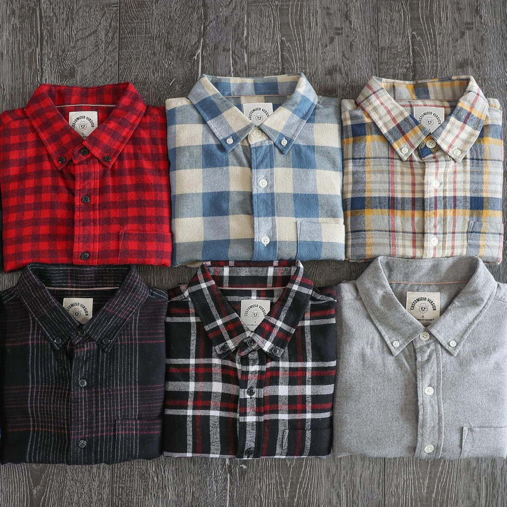 Men's 100% Cotton Flannel Shirt – Soft Plaid Button-Down Long Sleeve Casual Work Shirt with Chest Pocket