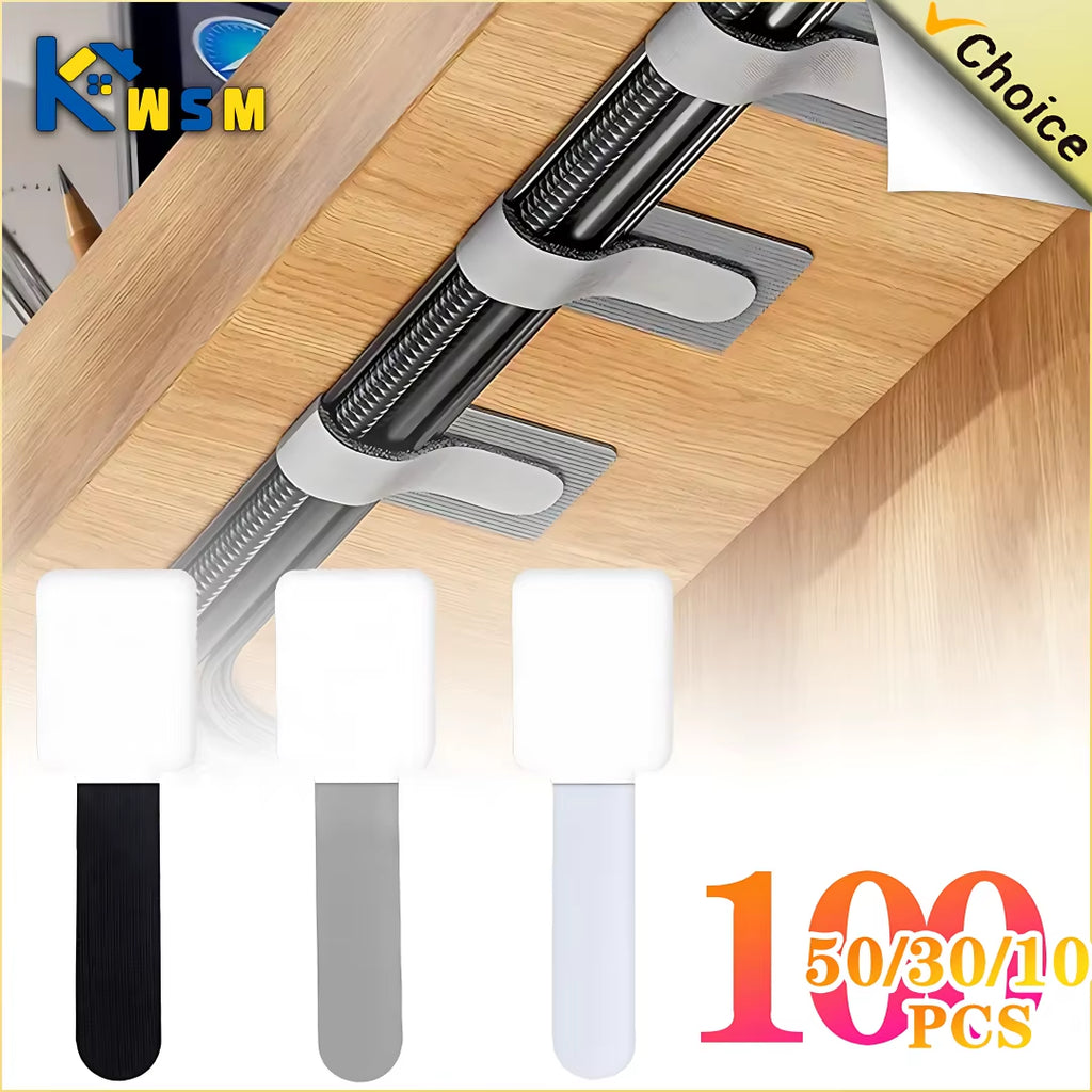 Reusable Cable Ties with Self-Adhesive Straps, Adjustable Cord Organizer for Wire Management, Hook and Loop Cable Wraps for Desk, Home, Office & Electronics
