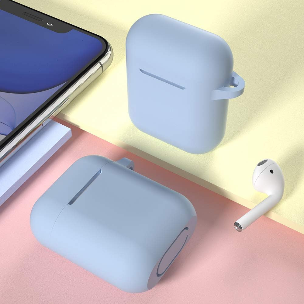 Silicone Case Compatible with Apple Airpods 1&2 Wireless and Wired Charging Case(Front LED Visible),Denim Blue