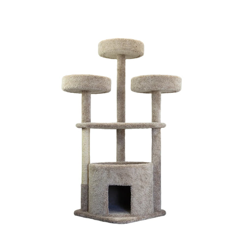 Prestige Cat Trees Main Coon Cat Tree – Large Beige Cat Tower with Cozy House, Scratching Posts & Multi-Level Play Area