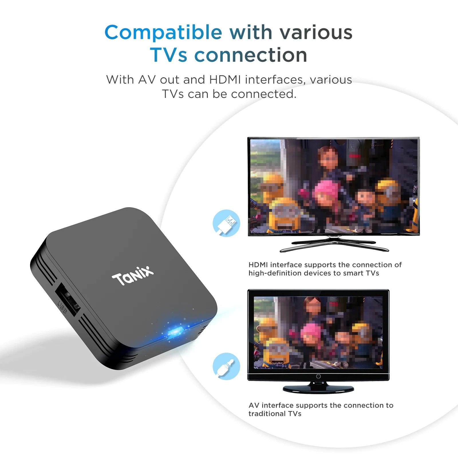 Tanix TX1 Android TV Box Allwinner H313 2.4G Wifi Mini Smart TV Stick Power by DC 5V 2A
