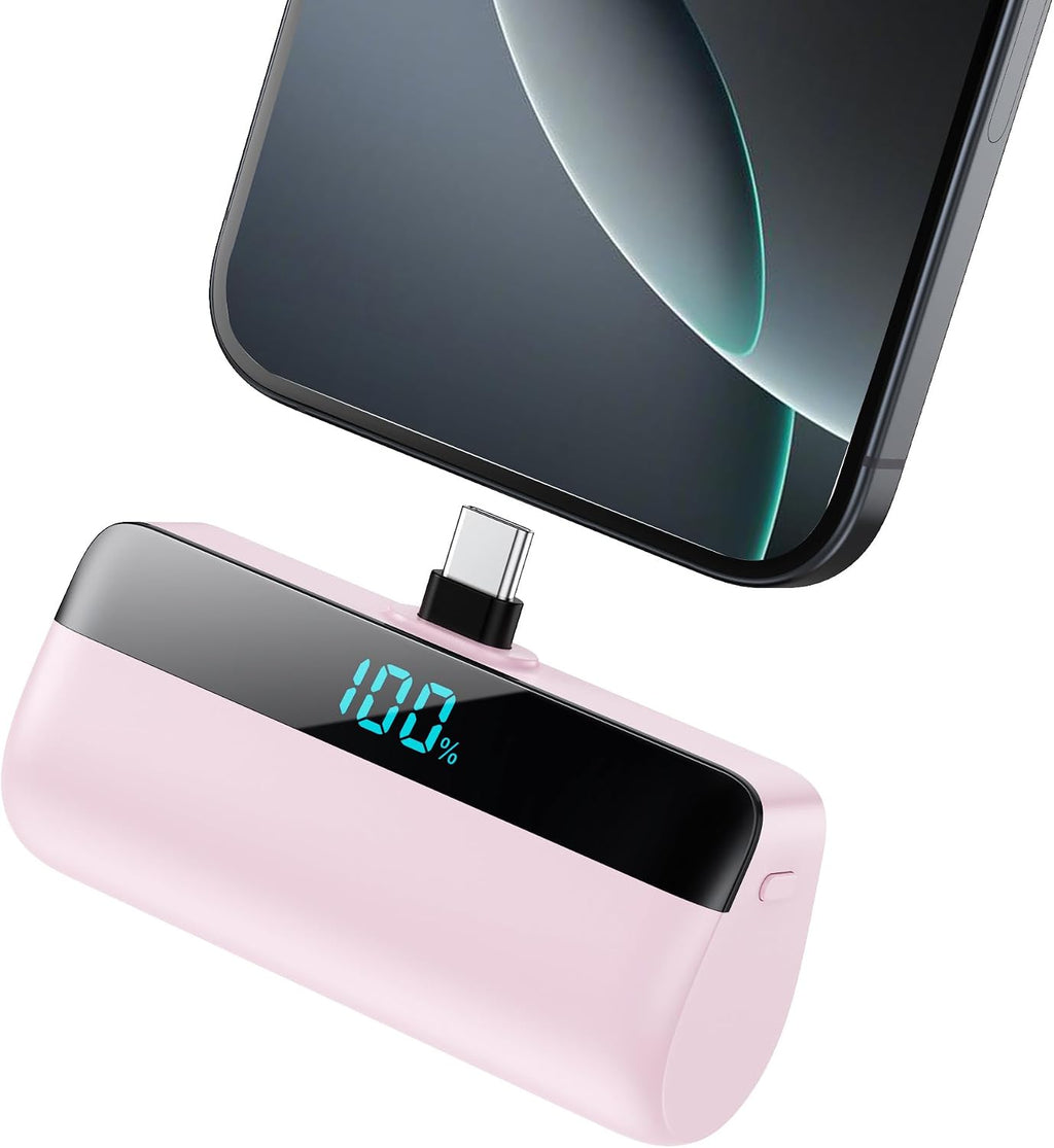 Mini Power Bank 5200Mah for Iphone 15/16,[2025 Upgraded] PD USB C Fast Charging Portable Charger, Compact LCD Display Battery Pack Compatible with Iphone 16/16 Pro Max/15 Series,Galaxy,Android Etc