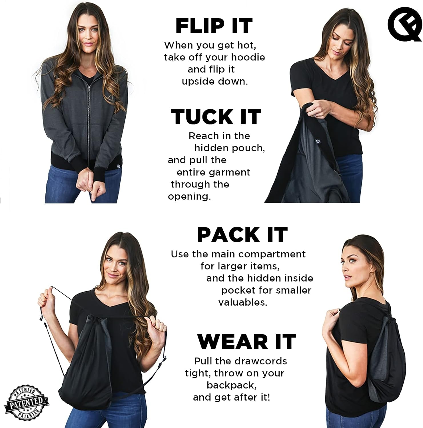 2-in-1 Reversible Backpack Hoodie – Unisex Full-Zip Hoodie with Built-In Backpack | As Seen on Shark Tank