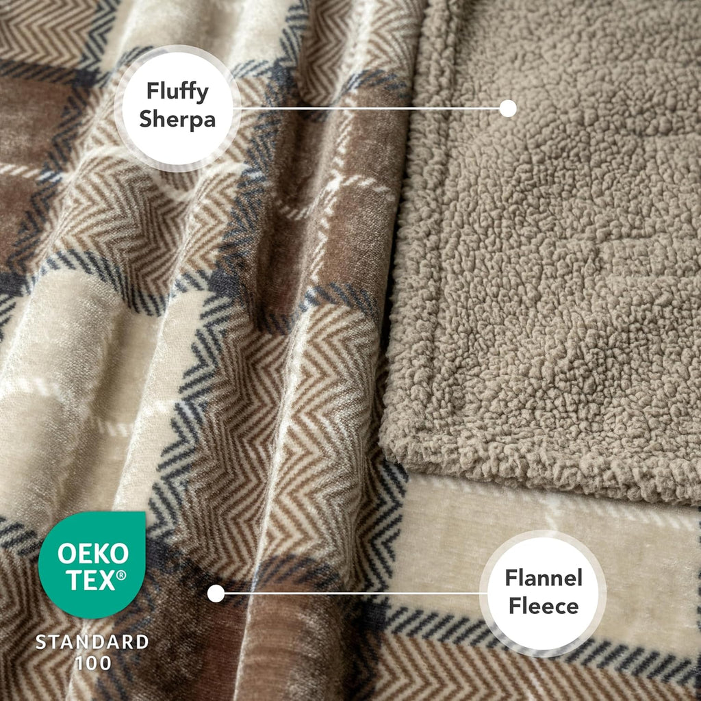 Waterproof Dog Blanket for Large Dogs & Cats – Reversible Cozy Pet Blanket for Couch, Bed, Car & Furniture Protection, 60" x 80", Plaid Taupe